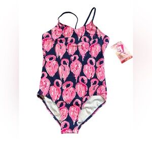 KANU SURF girls size 14 HALLIE flamingos one piece swimsuit style 6225 NWT